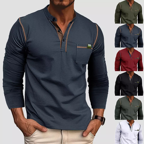 Herren langarm henley shirt - herren, t-shirt