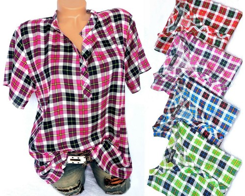 Damen bluse kariert kurzarm - kariert,